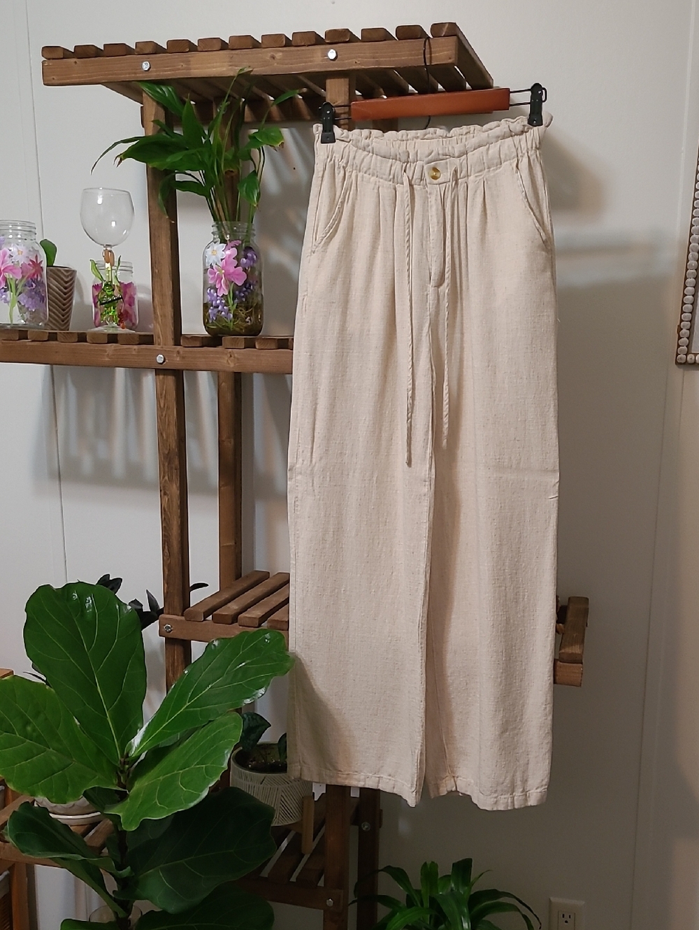 Linen Blend Pants in Natural Wheat